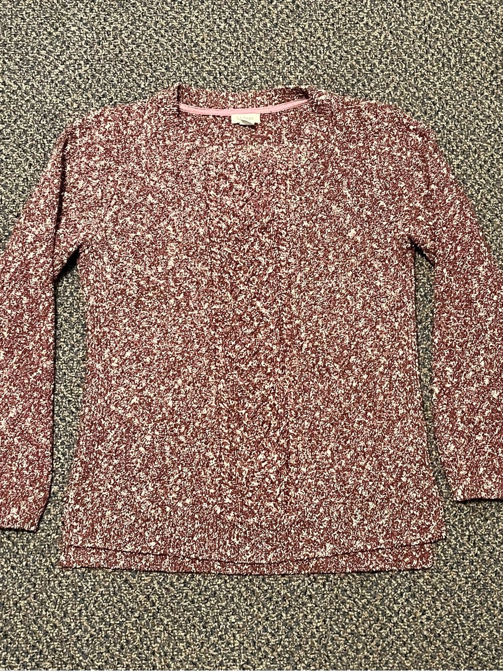 L.L. Bean Marled Crewneck Sweater in Rose Pink Blend